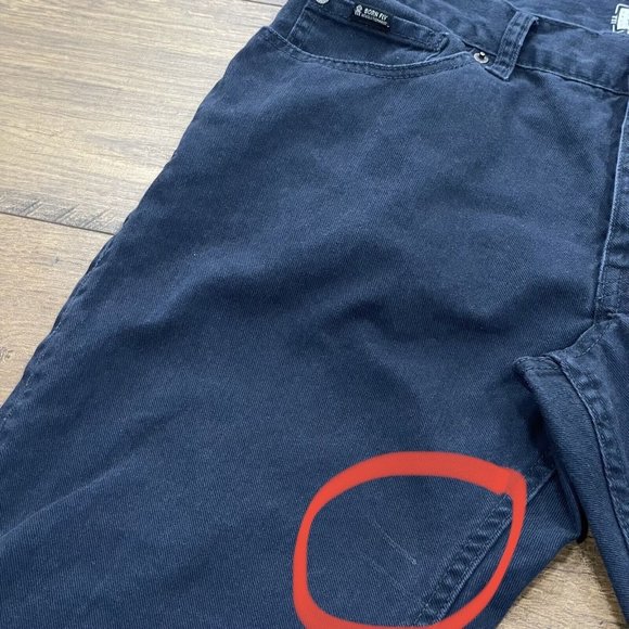 Born Fly Pants Mens 32 Straight Chino Button Fly 5 Pocket Streetwear Blue - Picture 4 of 14